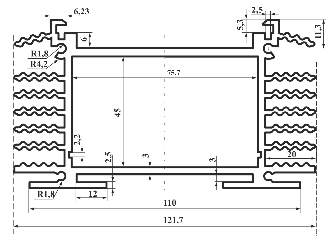ЛИГРА - Корпус-радиатор для светодиодных светильников ABK001, эскиз